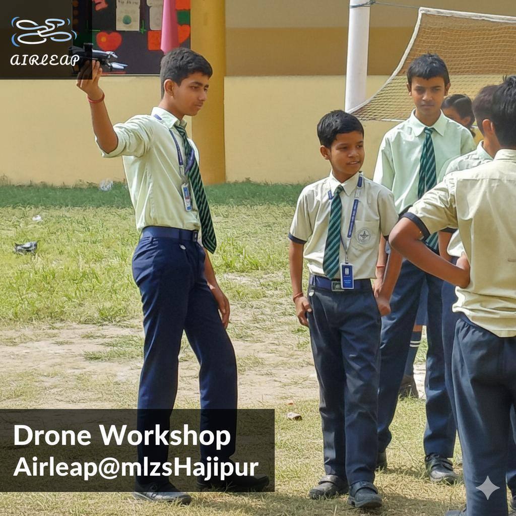 Students flying drones at AirLeap Hajipur